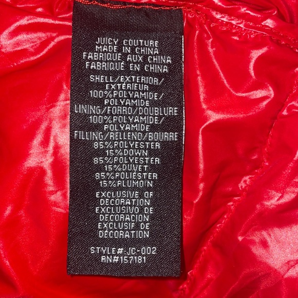 Juicy couture red puffer jacket size large - Picture 2 of 6